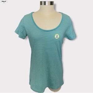 Pact Women’s Wave Stripe Scoop Neck Short Sleeve Tee Shirt Organic Cotton L